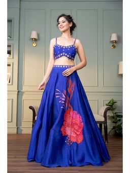 Lavina sippy - Pure Raw Silk Hand Embroidered Choli and Lehenga