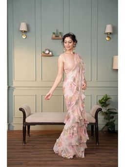 Lavina sippy - Frilled Saree with Embroidered Stitched Blouse