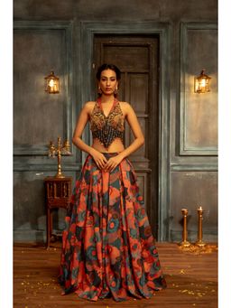 Lavina sippy - Printed Lehenga with Hand Embroidered Choli