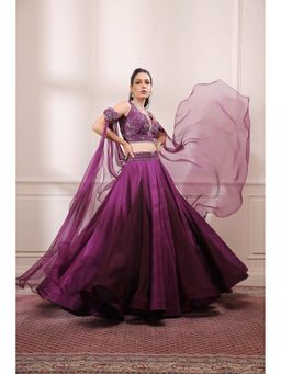 ISHA GUPTA TAYAL - Purple Amethyst Women Embroidered Lehenga With Blouse And Dupatta