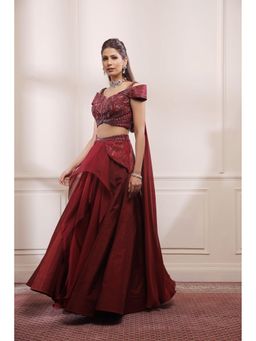 ISHA GUPTA TAYAL - Red Ruby Women Embroidered Lehenga With Blouse And Dupatta