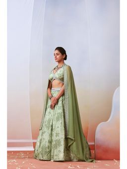 ISHA GUPTA TAYAL - Green Women Embroidered Lehenga With Blouse And Dupatta
