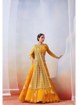 ISHA GUPTA TAYAL - Yellow Women Embroidered Lehenga With Blouse And Dupatta