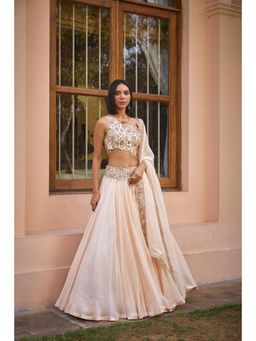 ISHA GUPTA TAYAL - White Asmee Women Embellished Lehenga With Blouse And Dupatta