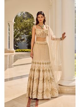 PARUL GANDHI - Dusty Ivory Embellished Lehenga Set With Dupatta