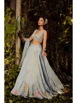 PARUL GANDHI - Misty Azure Embellished Lehenga Set With Dupatta