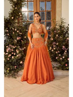 PARUL GANDHI - Maple Rust Embellished Lehenga Set With Dupatta