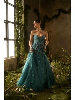 PARUL GANDHI - Enigma Green Embellished Sequined Lehenga Set