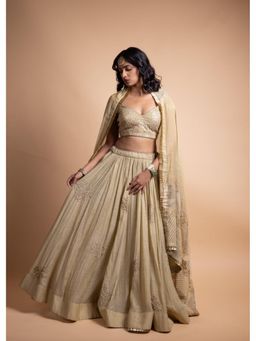 Rhua India - Kira Beige Blouse With Lehenga And Dupatta