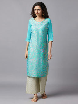 Aurelia - Blue Floral Printed Kurta