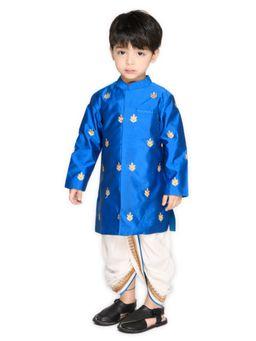 SAKA DESIGNS - Boys Blue Embroidered Cotton Achkan Kurta and Dhoti (Set of 2)