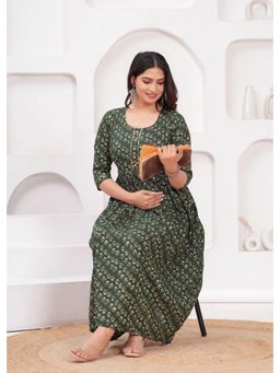 UrbanRang - Forest Green Ethnic Dress