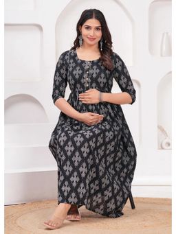 UrbanRang - Midnight Black Printed Dress
