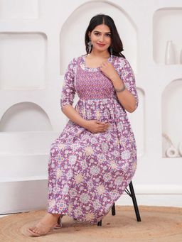UrbanRang - Lavender Charm Printed Dress
