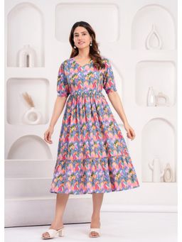 UrbanRang - Navy Carnival Printed Dress