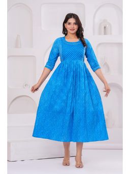 UrbanRang - Azure Blue Solid Dress