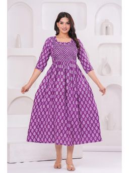 UrbanRang - Purple Ikat Printed Dress