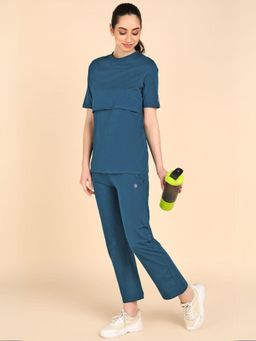 Zelena - Teal Cotton Maternity Top and Pyjama Set - Zipless Feeding Wear