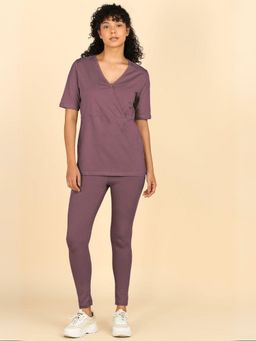 Zelena - Purple Cotton Maternity Top and Legging Set - Zipless Feeding Set
