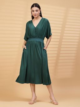 Zelena - Green Viscose Maternity Zipless Feeding Dress