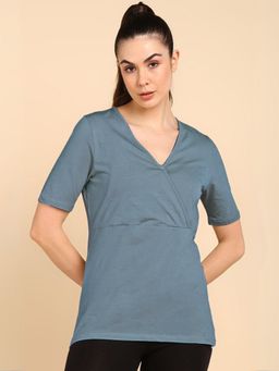 Zelena - Blue Zipless Maternity Feeding Top