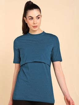 Zelena - Teal Zipless Maternity Feeding Top - Nursing Access for Easy Feeding