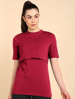 Zelena - Red Zipless Maternity Feeding Top - Nursing Access for Easy Feeding