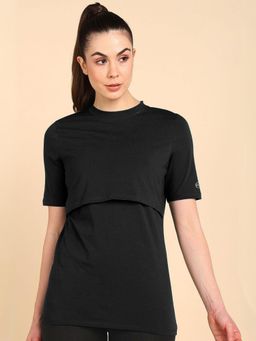 Zelena - Black Zipless Maternity Feeding Top - Nursing Access for Easy Feeding