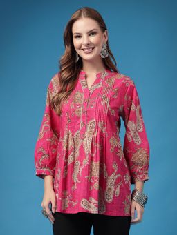 Zelena - Pink Sitara Cotton Maternity Front-Open Feeding Top