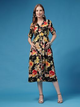 Zelena - Black Rayon Maternity Zipless Feeding Dress