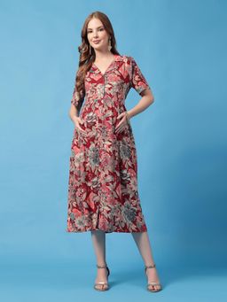 Zelena - Multi-Color Rayon Maternity Zipless Feeding Dress