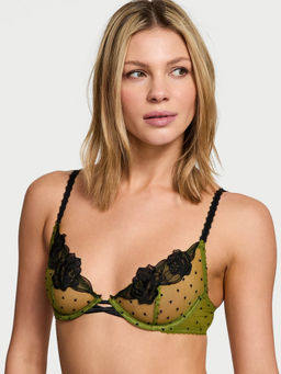 Victoria's Secret - Green Very Sexy Sheer Rose Unlined Low-Cut Demi Bra