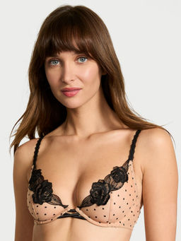 Victoria's Secret - Beige Very Sexy Sheer Rose Unlined Low-Cut Demi Bra