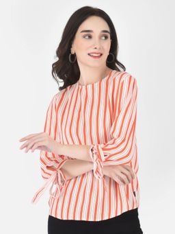 CRIMSOUNE CLUB - Women Orange Striped Top