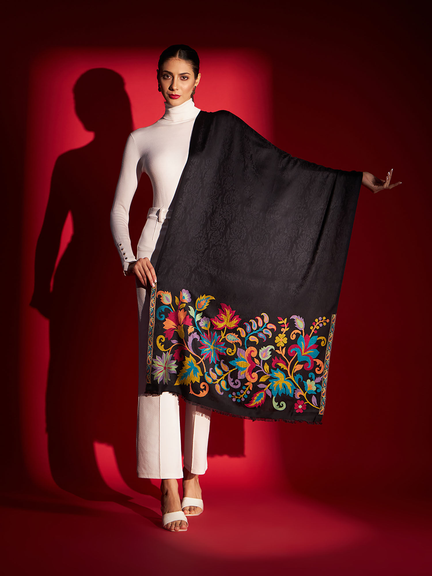 zamour Women Kani Paisley Border Soft Stole-Black-picture-42