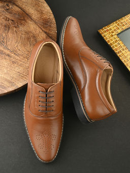 CLOG LONDON - Tan Leather Formal Brogue Shoes for Men