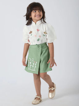 Hopscotch - Floral Pearl Applique Top and Skirt