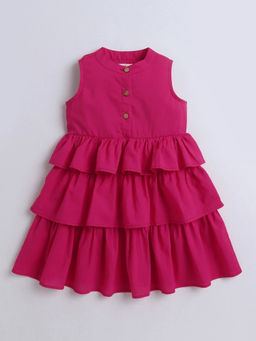 Hopscotch - Cotton Ruffled Casual Dress Pink