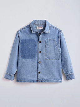 Hopscotch - Patch Pocket Denim Shirt Blue