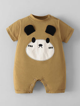 Hopscotch - Bear Applique Romper Brown