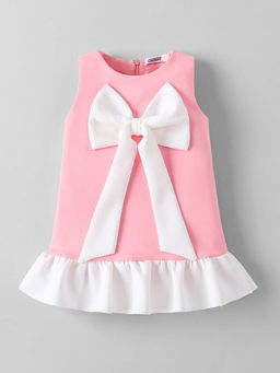 Hopscotch - Bow Applique Straight Dress Pink