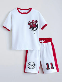 Hopscotch - Spider Man Cotton Short with T-Shirt White