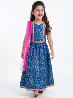 Hopscotch - Floral Lace Lehenga Choli with Dupatta Blue