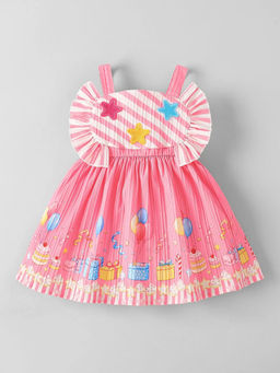 Hopscotch - Graphic Strappy Casual Dress Pink