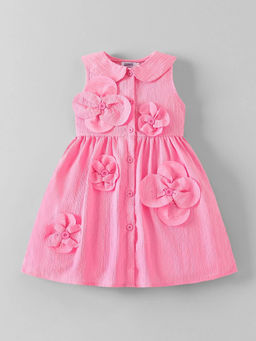 Hopscotch - Floral Applique Dress Pink