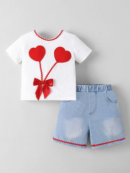 Hopscotch - Heart Top and Shorts White