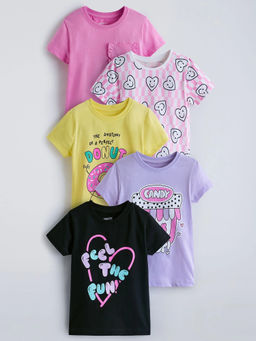 Hopscotch - Cotton Graphic T-Shirts Multi-Color (Pack of 5)