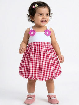 Hopscotch - Gingham Strappy Casual Dress White
