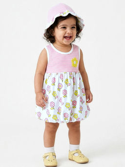 Hopscotch - Floral Applique Casual Dress White