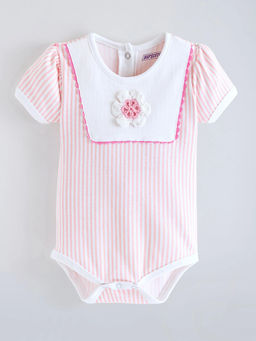 Hopscotch - Cotton Striped Onesie Pink